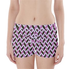 Zigzag Chevron Pattern Pink Brown Boyleg Bikini Wrap Bottoms by snowwhitegirl