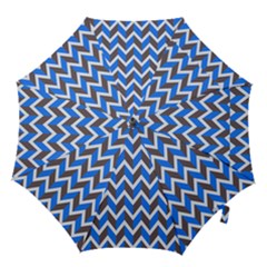 Zigzag Chevron Pattern Blue Grey Hook Handle Umbrellas (small) by snowwhitegirl