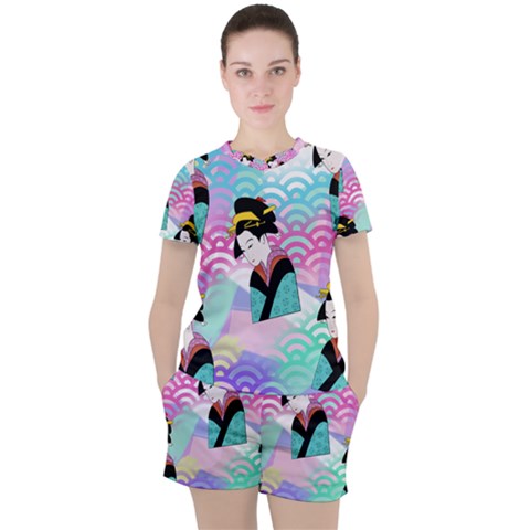 Japanese Abstract Women s Tee And Shorts Set by snowwhitegirl
