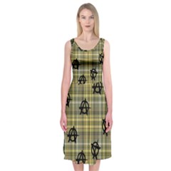 Yellow Plaid Anarchy Midi Sleeveless Dress by snowwhitegirl