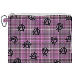 Pink  Plaid Anarchy Canvas Cosmetic Bag (xxl) by snowwhitegirl