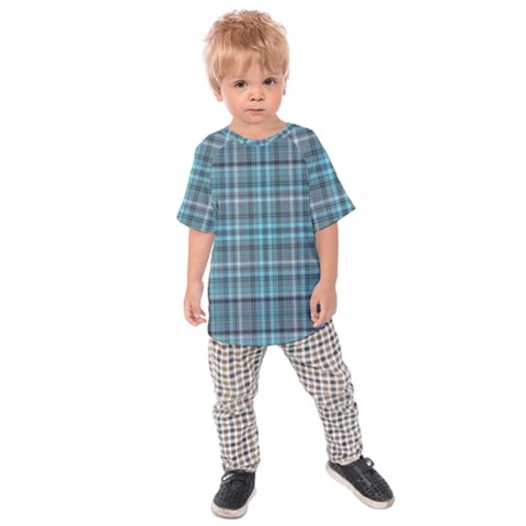 Teal Plaid Kids Raglan Tee by snowwhitegirl
