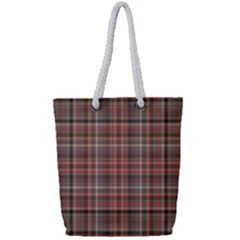 Peach  Plaid Full Print Rope Handle Tote (small) by snowwhitegirl