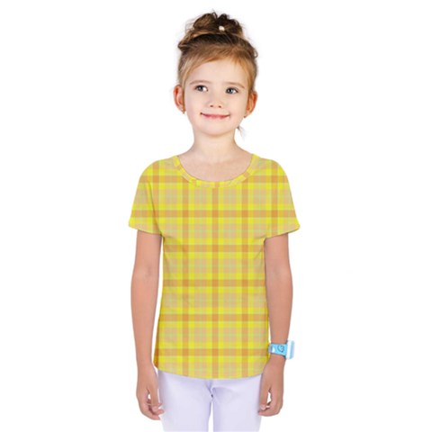 Yellow Sun Plaid Kids  One Piece Tee by snowwhitegirl