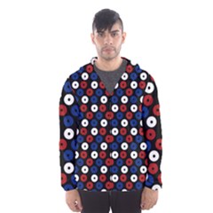 Eye Dots Red Blue Hooded Windbreaker (men) by snowwhitegirl