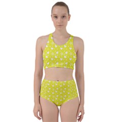 Hearts And Star Dot Yellow Racer Back Bikini Set by snowwhitegirl