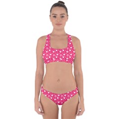 Hearts And Star Dot Pink Cross Back Hipster Bikini Set by snowwhitegirl