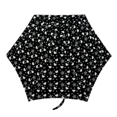 Hearts And Star Dot Black Mini Folding Umbrellas by snowwhitegirl