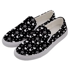 Hearts And Star Dot Black Men s Canvas Slip Ons by snowwhitegirl