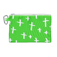 Green White Cross Canvas Cosmetic Bag (large) by snowwhitegirl