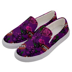 Purple  Rose Vampire Men s Canvas Slip Ons by snowwhitegirl