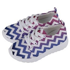 Pink Blue Black Ombre Chevron Kids  Lightweight Sports Shoes by snowwhitegirl