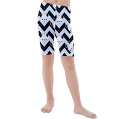 Blue Teapot Chevron Kids  Mid Length Swim Shorts by snowwhitegirl