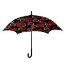 Lazy Cat Floral Pattern Black Hook Handle Umbrellas (Large) View3