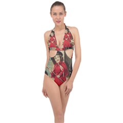 Haloweencard3 Halter Front Plunge Swimsuit by vintage2030