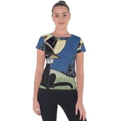 Black Cat 1462738 1920 Short Sleeve Sports Top  by vintage2030