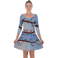 Magnolias Quarter Sleeve Skater Dress by lwdstudio