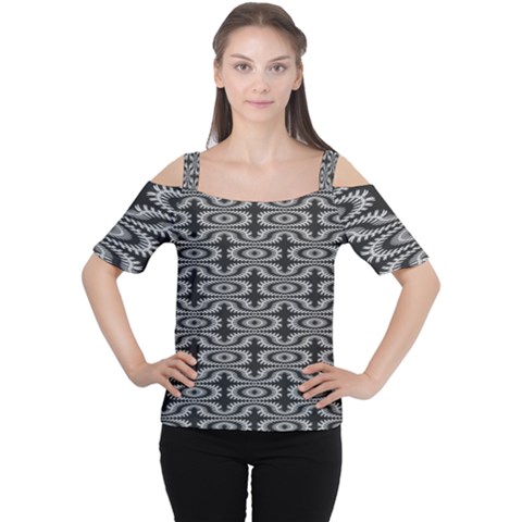 Monochrome Centipede Arabesque Cutout Shoulder Tee by linceazul