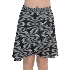 Monochrome Centipede Arabesque Chiffon Wrap Front Skirt by linceazul