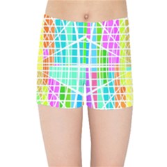 Abstract Squares Background Network Kids Sports Shorts by Sapixe