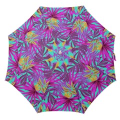 Tropical Greens Leaves Design Straight Umbrellas by Sapixe