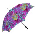 Tropical Greens Leaves Design Straight Umbrellas View2