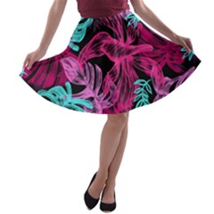 Leaves Drawing Reason Pattern A-line Skater Skirt by Sapixe