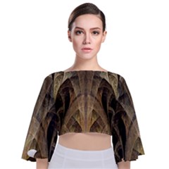 Fractal Art Graphic Design Image Tie Back Butterfly Sleeve Chiffon Top by Sapixe