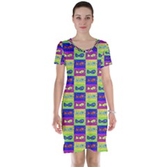 Cartoon Style Marine Life Motif Pattern Short Sleeve Nightdress by dflcprints