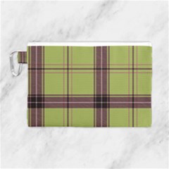 Avocado Green Plaid Canvas Cosmetic Bag (large) by snowwhitegirl