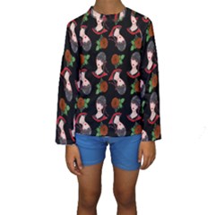 Vintage Flapper Woman Black Kids  Long Sleeve Swimwear by snowwhitegirl