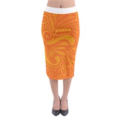 Pop Orange Midi Pencil Skirt by ArtByAmyMinori