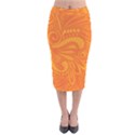 Pop Orange Velvet Midi Pencil Skirt View1