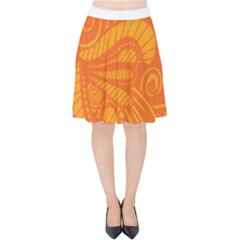 Pop Orange Velvet High Waist Skirt by ArtByAmyMinori