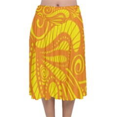 Pop Sunny Velvet Flared Midi Skirt by ArtByAmyMinori