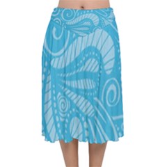 Pop Sky Velvet Flared Midi Skirt by ArtByAmyMinori