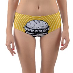 Pop Art Hamburger  Reversible Mid-waist Bikini Bottoms by Valentinaart