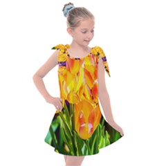 Festival Of Tulip Flowers Kids  Tie Up Tunic Dress by FunnyCow