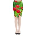 Red Tulip Flowers, Sunny Day Midi Wrap Pencil Skirt View1