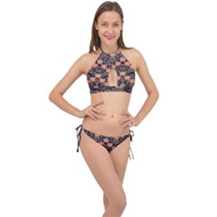 Heavy Metal Meets Power Of The Big Flower Cross Front Halter Bikini Set by pepitasart