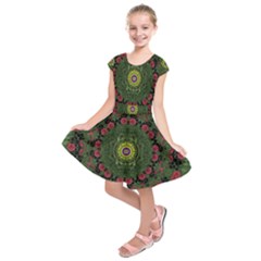 Sunshine Mandala In Rose Heaven Kids  Short Sleeve Dress by pepitasart