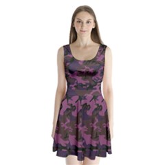 Camouflage Violet Split Back Mini Dress  by snowwhitegirl