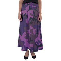Camouflage Violet Flared Maxi Skirt by snowwhitegirl