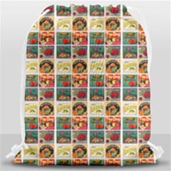 Victorian Fruit Labels Drawstring Bag (large) by snowwhitegirl