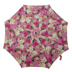 Retro Pets Plaid Pink Hook Handle Umbrellas (medium) by snowwhitegirl