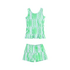 Bright Lime Green Colored Waikiki Surfboards  Kid s Boyleg Swimsuit by PodArtist
