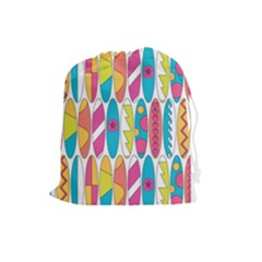 Mini Rainbow Colored Waikiki Surfboards  Drawstring Pouch (large) by PodArtist