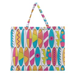 Mini Rainbow Colored Waikiki Surfboards  Zipper Large Tote Bag by PodArtist