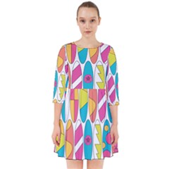 Mini Rainbow Colored Waikiki Surfboards  Smock Dress by PodArtist