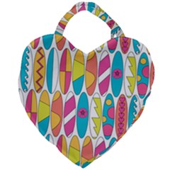 Mini Rainbow Colored Waikiki Surfboards  Giant Heart Shaped Tote by PodArtist